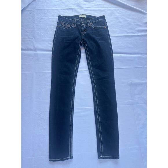Big Star Denim - Big Star Jenna Skinny Jeans Dark Wash Thick Stitch Low Rise 28R Womens Denim